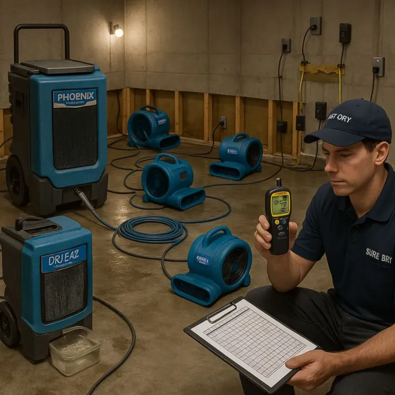 Structural Drying and Dehumidification process in Lockhart, TX